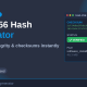 SHA-256 hash generator showing a verified file checksum result